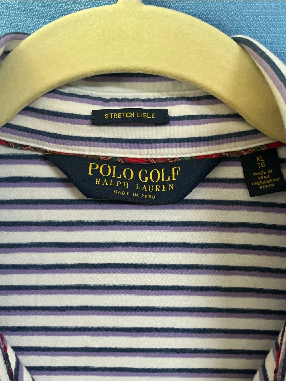 Polo Ralph Lauren Men’s Stretch Lisle Striped Polo - White, Purple, & Navy